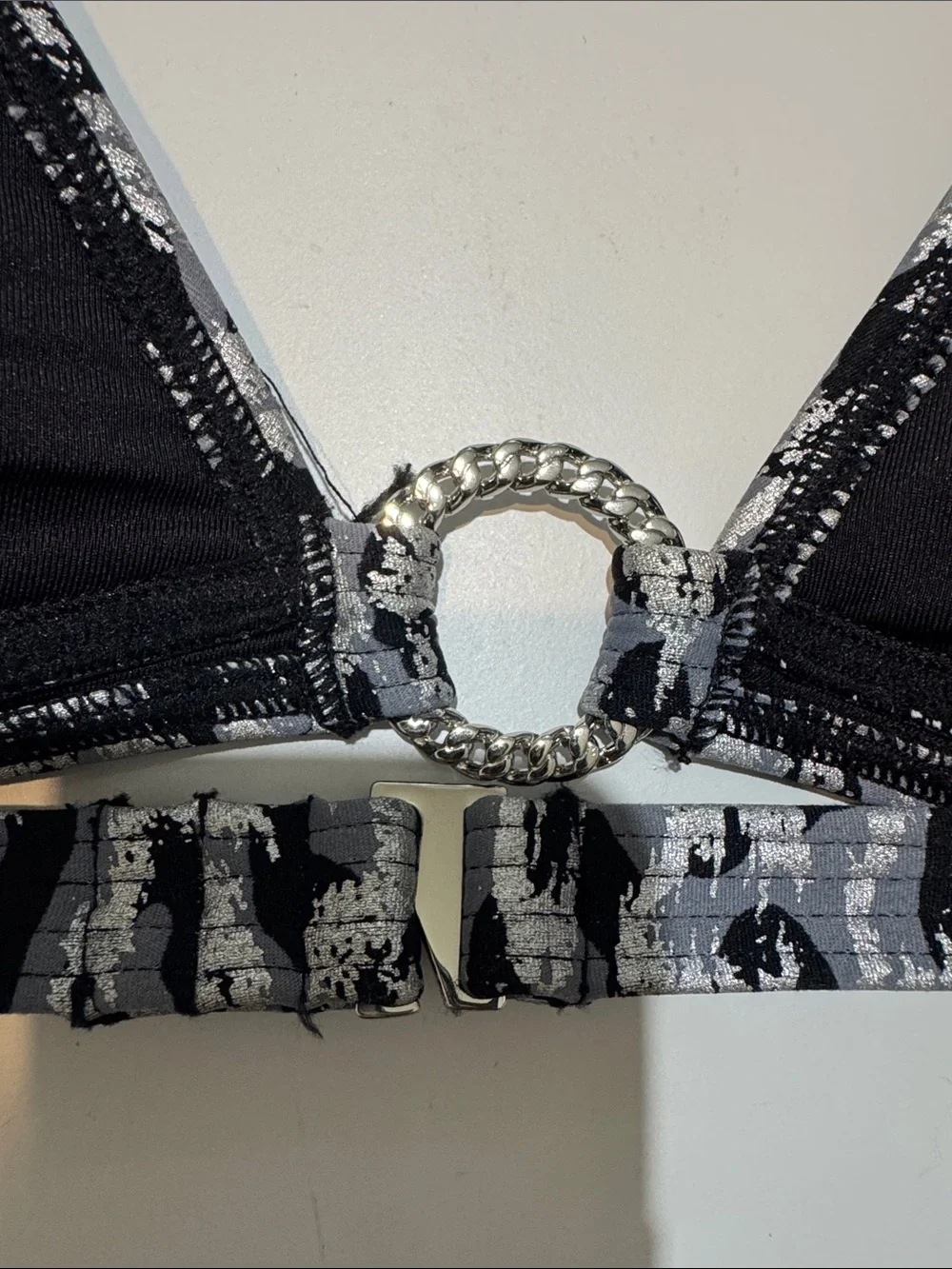 Michael Kors Silver & Black Animal Print Bikini Top NWT size S